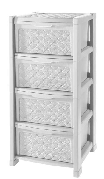Cassettiera Arianna rattan 4 cassetti 38,5x39x82,5h colore bianco