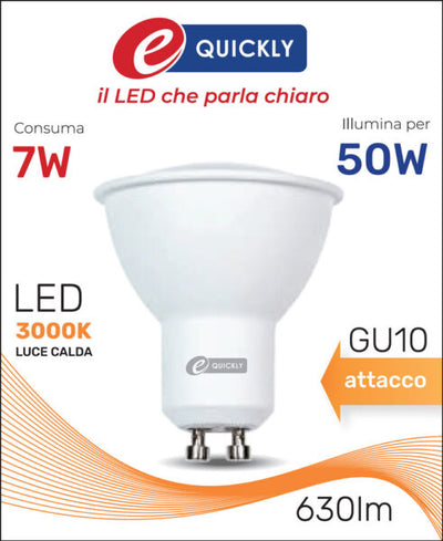 Faretto led gu10 7w 3000k