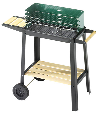Barbecue con ruote, 1 ripiano,1 mensola cm.50X25X77H- griglia cm 50x25