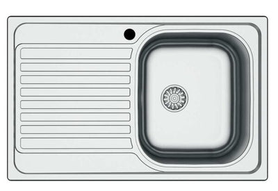 Lavello Inox Incasso 79x50 1 vasca dx + gocciolatoio sx