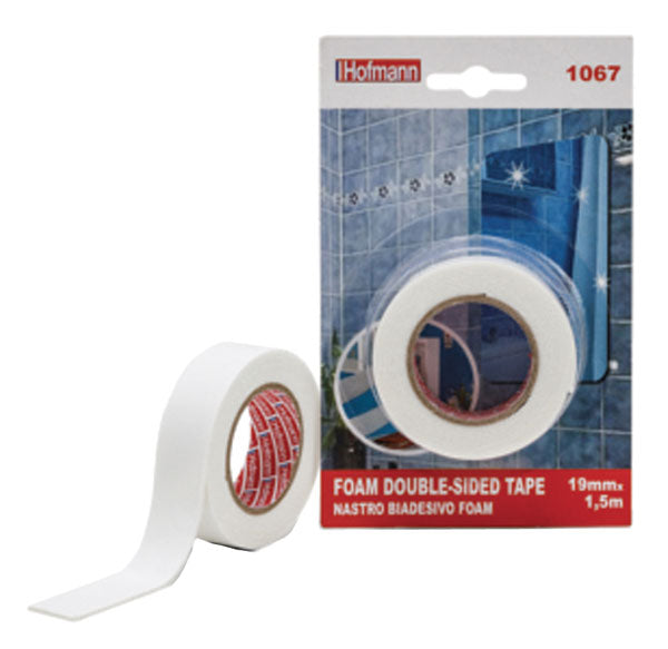 Nastro biadesivo espanso dtf hofmann acrilico 19mtx1,5mt colore bianco
