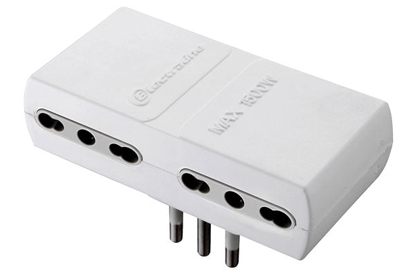 Adattatore quadruplo spina 16a, prese bipasso 10/16a, colore bianco