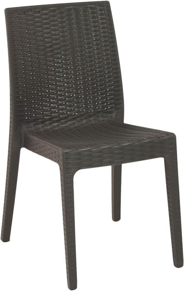 Sedia Selene in resina schienale alto color espresso, stampato rattan