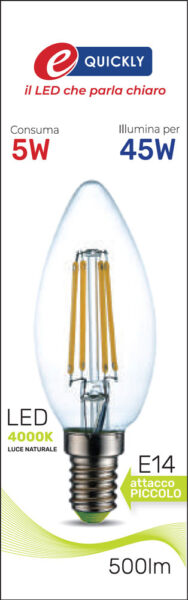 Lamp.candela led fil.e14 5w 4000k