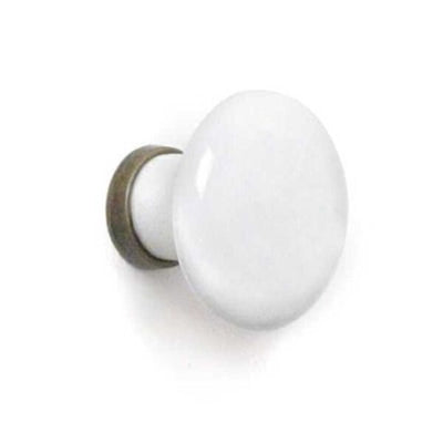 Pomolo tondo in ceramica 32mm bianco senza decoro