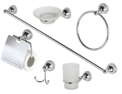 Set 6 accessori bagno cromo/vetro