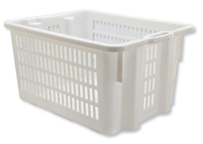 Cassa impilabile sovrapponibile forata cm.63x34x44 65 litri bianca