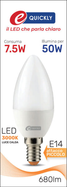 Lamp.candela c37 led e14 7,5w 3000k