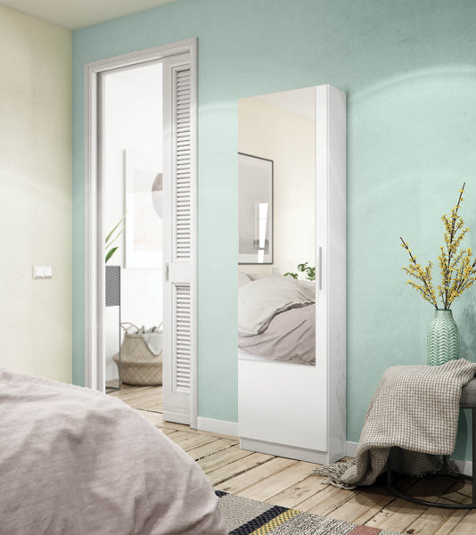 Scarpiera con specchio cm.180hx50x20 bianco