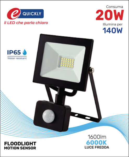 Faretto led 20w sens.mov.6000k ip65