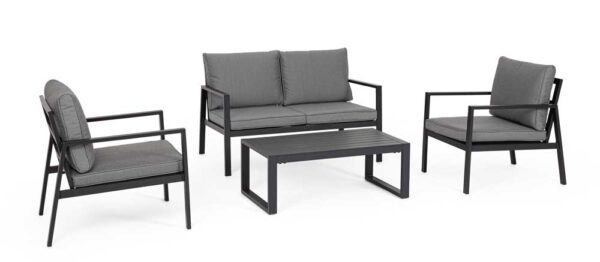 Salotto 4 pezzi Alluminio Hilde Antracite