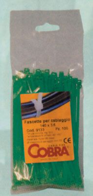 Fascette in nylon stabiliz. UV resistant verde mm.140x3,6 busta 100pz.