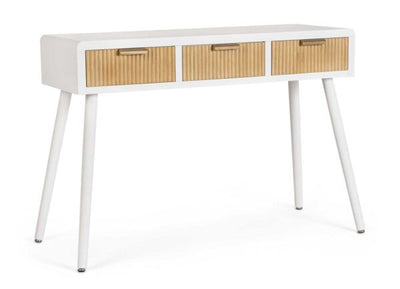 Consolle 3 cassetti Charley colore bianco - naturale 110X40X78H