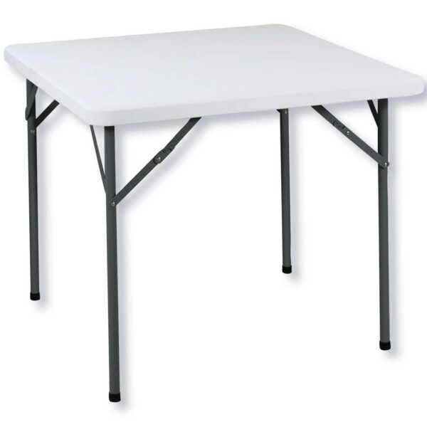 Tavolo catering pieghevole acciaio e resina 88x88xh74 bianco