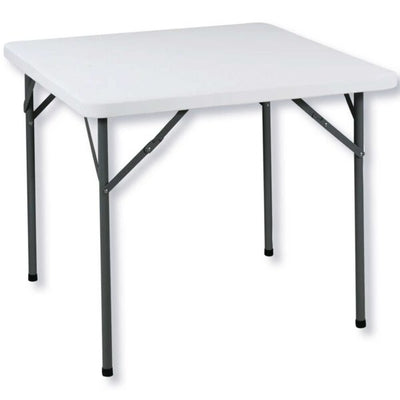 Tavolo catering pieghevole acciaio e resina 88x88xh74 bianco