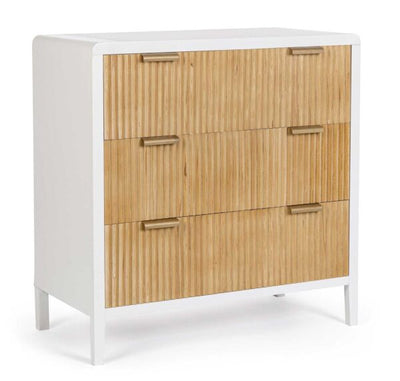Mobile Cassettiera 3 cassetti Charley col.bianco - naturale 80X40X82H