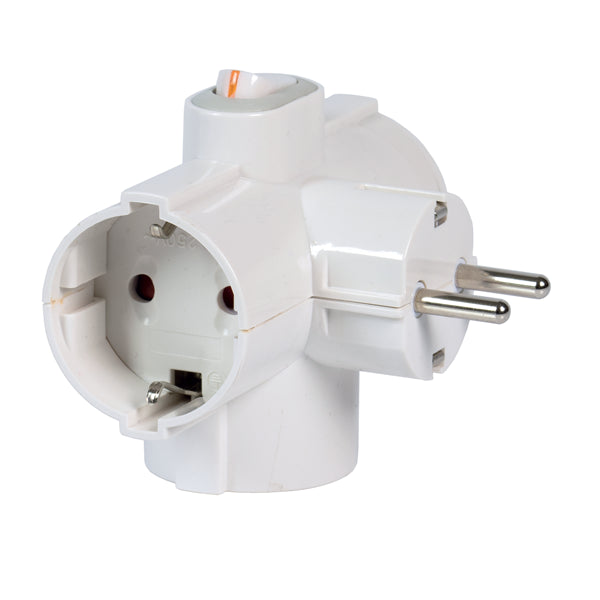 Adattatore triplo spina schuko / 3 prese schuko 16A con interruttore