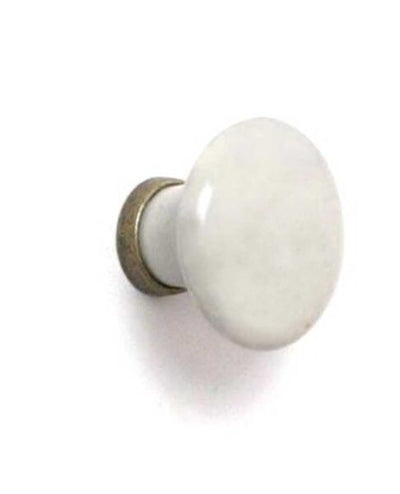 Pomolo tondo in ceramica 32mm avorio senza decoro