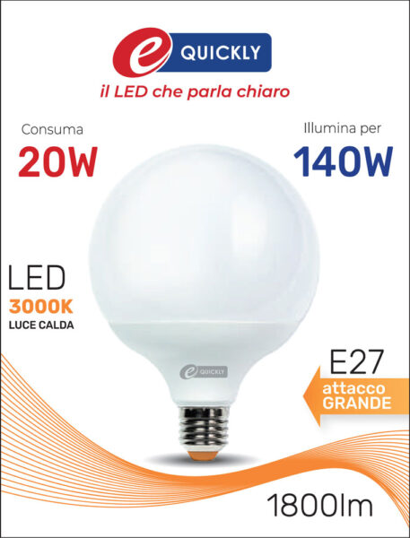 Globo led g120 e27 20w 3000k