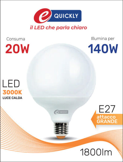 Globo led g120 e27 20w 3000k