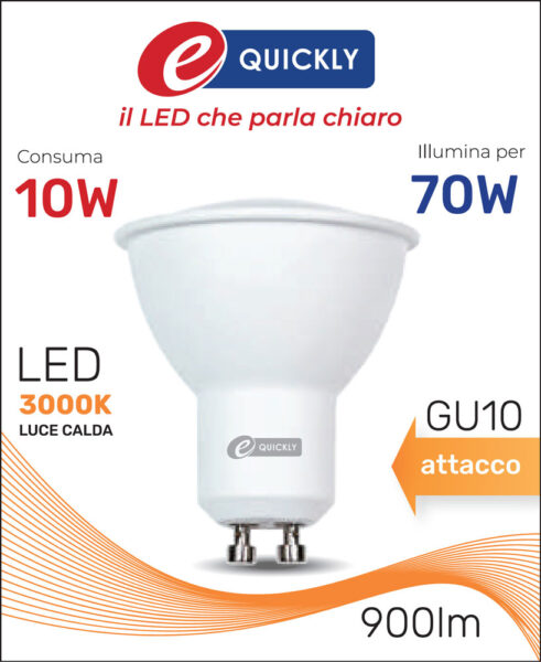 Faretto led gu10 10w 3000k