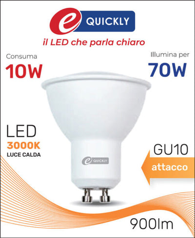 Faretto led gu10 10w 3000k