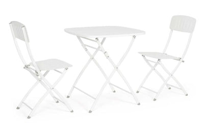 Set Bistrot Yvonne 3 pezzi (1 tavolo + 2 sedie) bianco