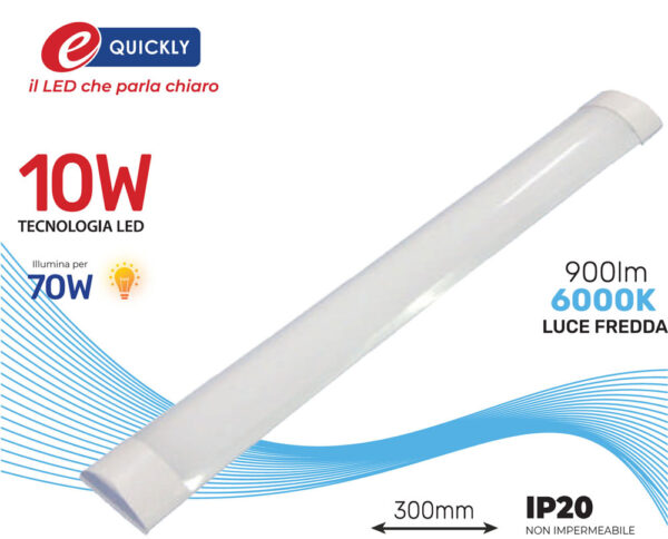 Led batten 10w 900lm 300mm 6000k