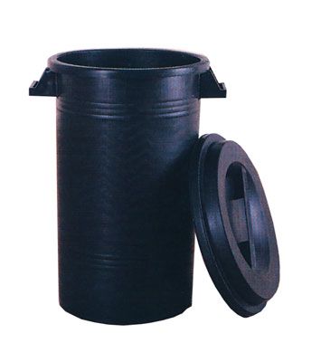 Contenitore con coperchio in polietilene lt.75 nero