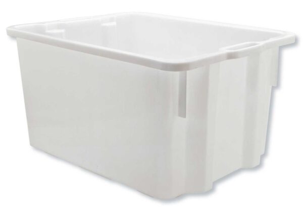Cassa impilabile sovrapponibile chiusa cm.63x34x44 65 litri bianca