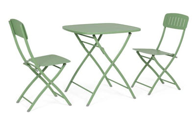 Set Bistrot Yvonne 3 pezzi (1 tavolo + 2 sedie) verde salvia