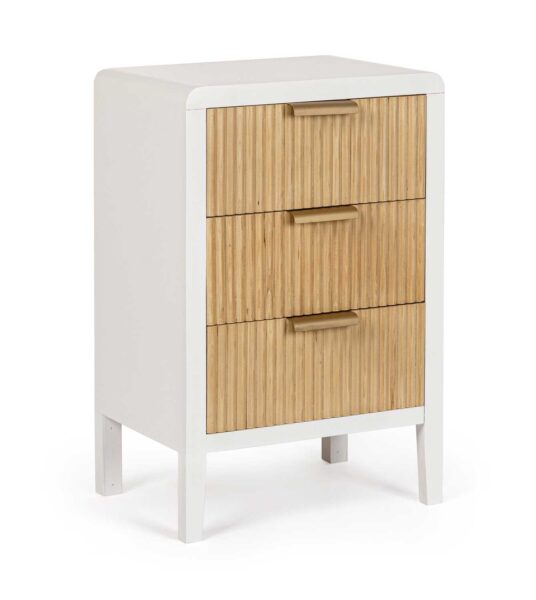 Cassettiera 3 cassetti Charley colore bianco - naturale 40X30X62H