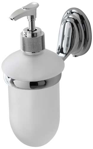 Portadispenser cromo/vetro satinato,piastrine in acciaio antiruggine.