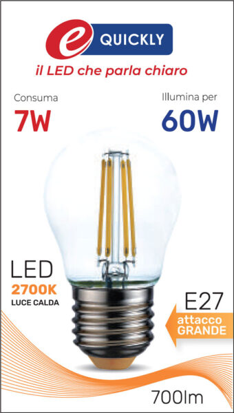 Lamp.sfera led filam.e27 7w 2700k