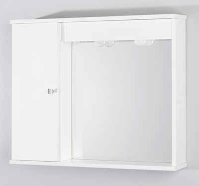 Nettuno specchio in legno bianco