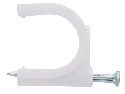 Fissacavo circolare con chiodo per cavo da mm.7 a 8 blister 25pz.