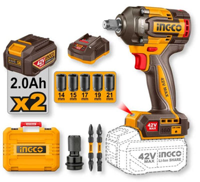 Avvitatore ad Impulsi 42V da 1/2P. 2 Batterie da 2.0ah 460N.m