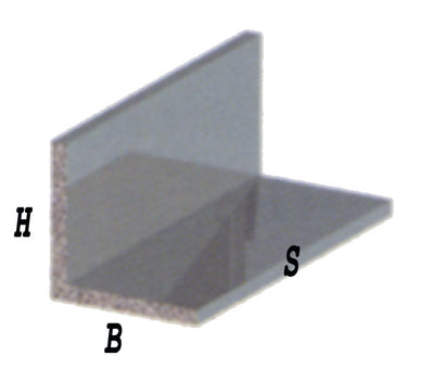 Profilo angolare in alluminio cromato h.2mt Mis.10x10x1mm.Argento bril
