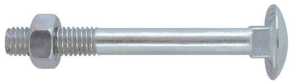 Bullone TTDQ testa tonda con dado M6 L.100mm.zincato bianco conf.100pz