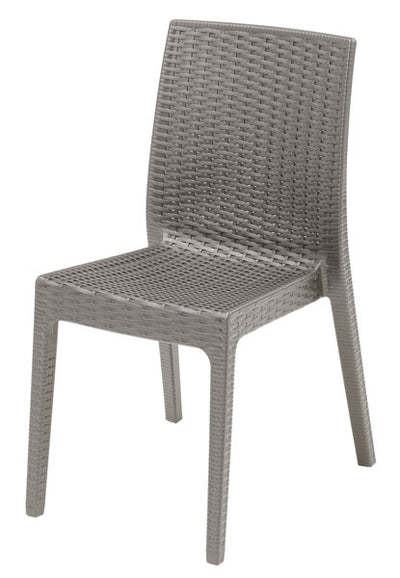 Sedia Selene in resina schienale alto color tortora, stampato rattan