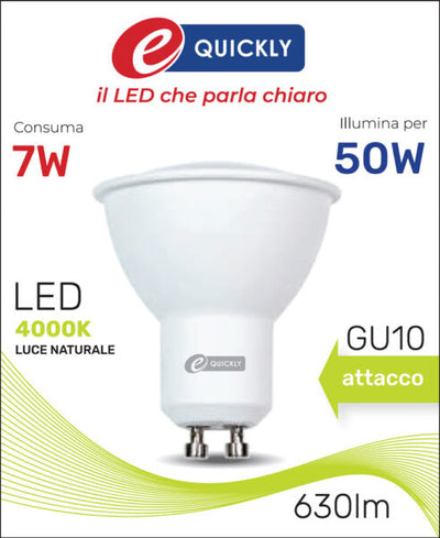 Faretto led gu10 7w 4000k