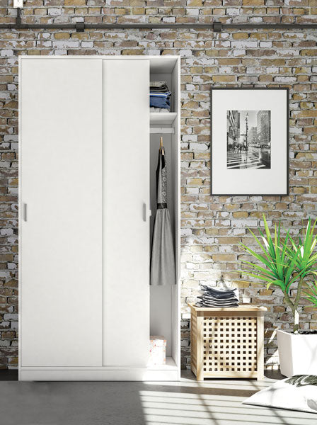 Armadio 2 ante scorrevoli bianco cm.100x50x200h