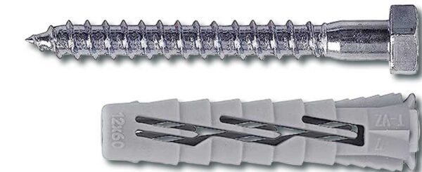Tassello universale in nylon c/vite testa esagonale mm.10x50 (pz.50)