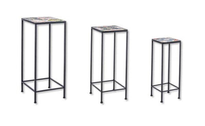 Set 3 Tavolini Ferro/Ceramica Paloma