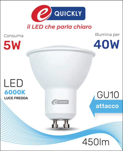 Faretto led gu10 5w 6000k
