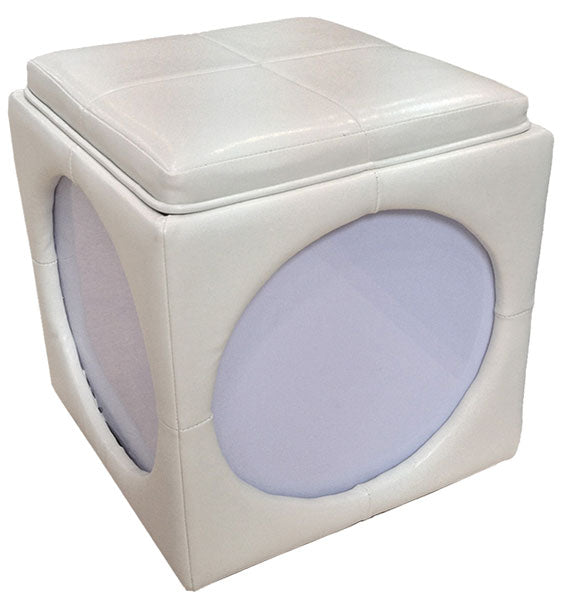 Happy pouf in ecopelle luminoso cm. 40x40x44h silver