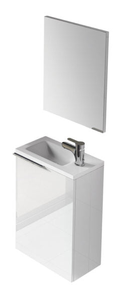 Mobile bagno c/lavabo cm.40x22x58h 1anta con sportello laccato bianco