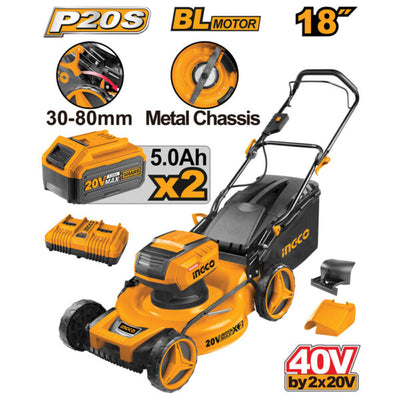 Rasaerba a batteria 40V con 2 batterie da 5.0ah e caricabatterie