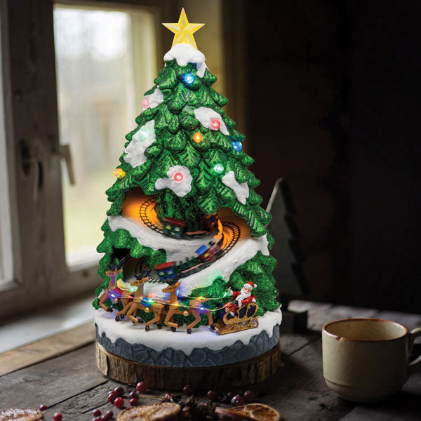 Villaggio Natale albero c/trenino mov+luci 23x40h CM