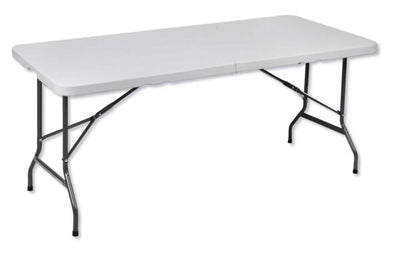 Tavolo birreria pieghev.acciaio e resina 180x76x73 colore bianco
